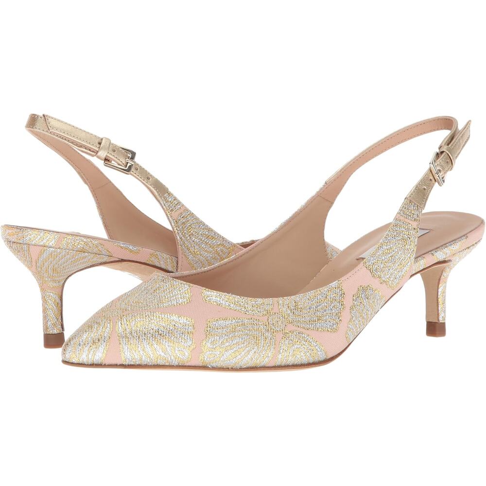 LK Bennett Women's Ava Mule Slingback Heels Pink Gold NWOT Size EU 40 US 9